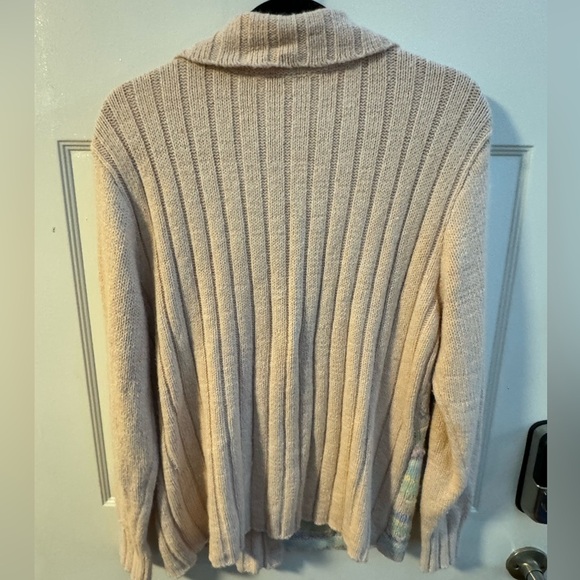 Vintage Pastel Grandma Hand Knit Geometric Striped Cardigan Button Up Sweater LG - Picture 16 of 16